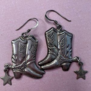 Stamped MO925 Western Style Cowboy Boots Earrings Made in Italy